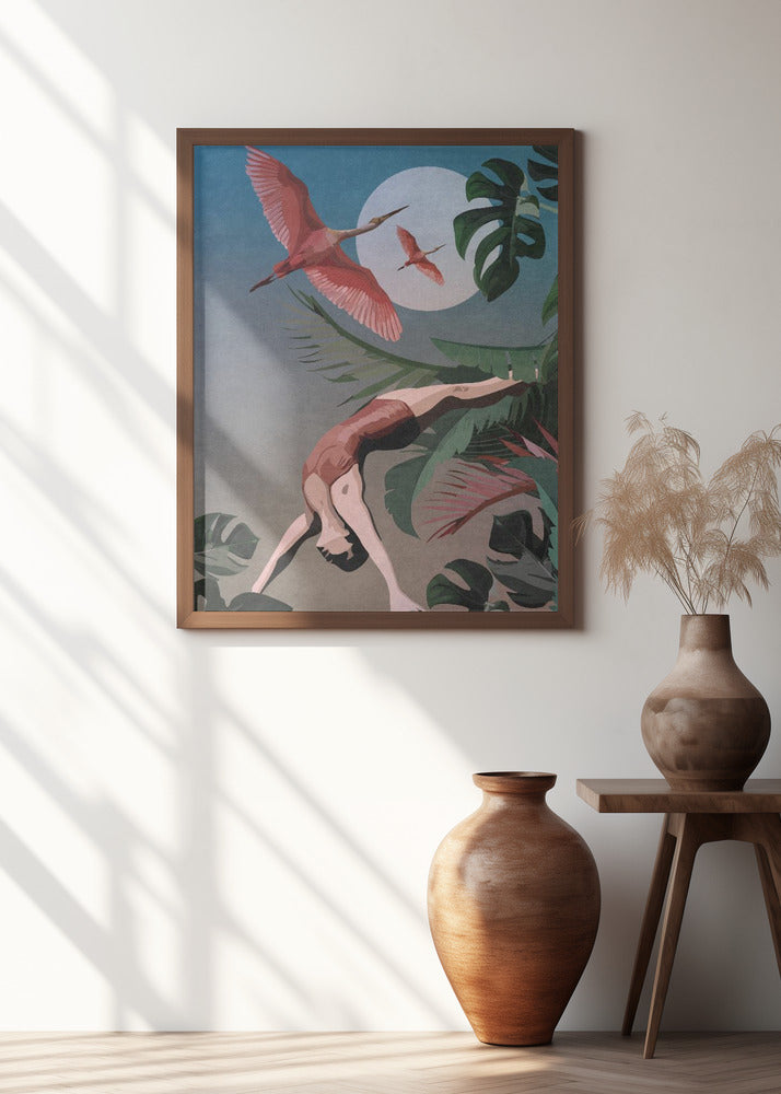 A Woman Doing A Backbend In The Jungle Poster